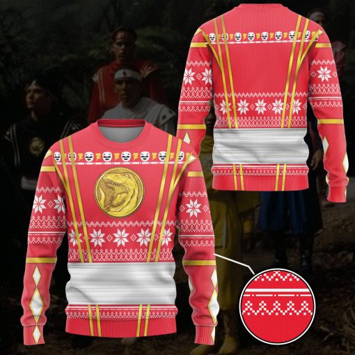 9Heritages 3D Red Ninja Mighty Morphin Power Rangers Custom Ugly Sweater