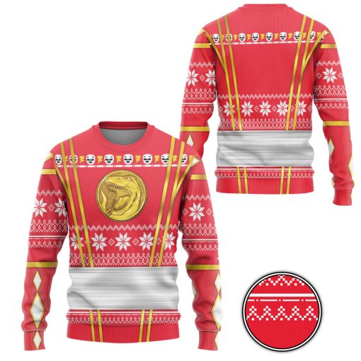 9Heritages 3D Red Ninja Mighty Morphin Power Rangers Custom Ugly Sweater