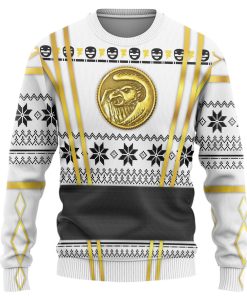 9Heritages 3D White Ninja Mighty Morphin Power Rangers Custom Ugly Sweater