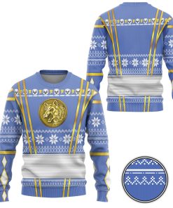 9Heritages 3D Blue Ninja Mighty Morphin Power Rangers Custom Ugly Sweater