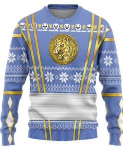 9Heritages 3D Blue Ninja Mighty Morphin Power Rangers Custom Ugly Sweater