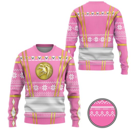 9Heritages 3D Pink Ninja Mighty Morphin Power Rangers Custom Ugly Sweater