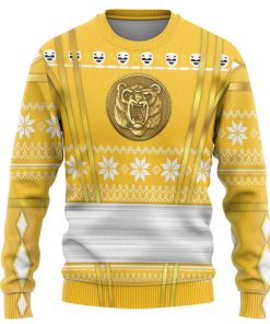 9Heritages 3D Yellow Ninja Mighty Morphin Power Rangers Custom Ugly Sweater