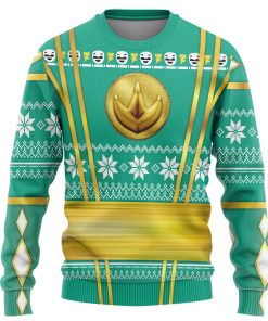 9Heritages 3D Green Ninja Mighty Morphin Power Rangers Custom Ugly Sweater
