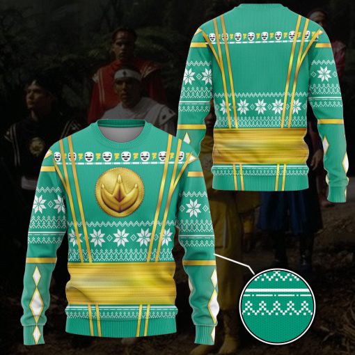 9Heritages 3D Green Ninja Mighty Morphin Power Rangers Custom Ugly Sweater