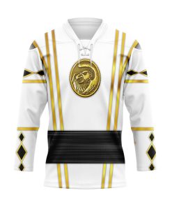 9Heritages 3D White Falcon Ninja Mighty Morphin Power Rangers Ninjetti Custom Hockey Jersey