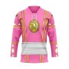 9Heritages 3D Pink Crane Ninja Mighty Morphin Power Rangers Ninjetti Custom Hockey Jersey