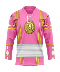 9Heritages 3D Pink Crane Ninja Mighty Morphin Power Rangers Ninjetti Custom Hockey Jersey