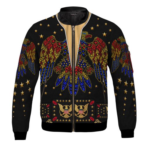 9Heritages Elvis Eagle Black Bomber Jacket