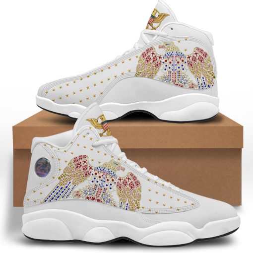 9Heritages Elvis Aloha Eagle Unisex AJ13 Shoes White