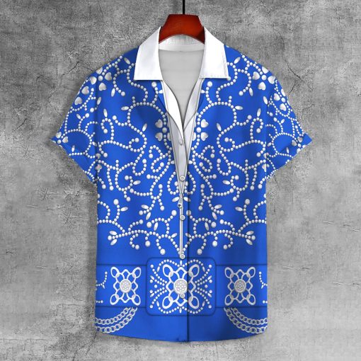 9Heritages Elvis Blue Swirl UNISEX LAPEL SHIRT