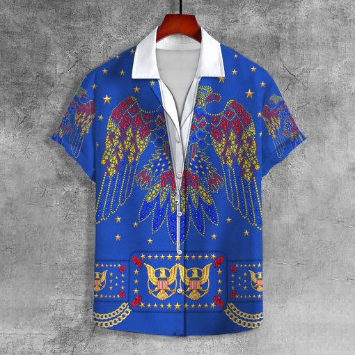 9Heritages Elvis Aloha from Hawaii Blue UNISEX LAPEL SHIRT