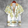 9Heritages Elvis Spanish Flower - White With Green Stones UNISEX LAPEL SHIRT