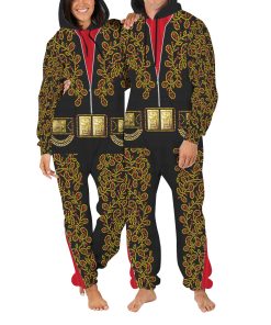 Elvis Spanish Flower - Black With Red Stones jumpsuit Costume