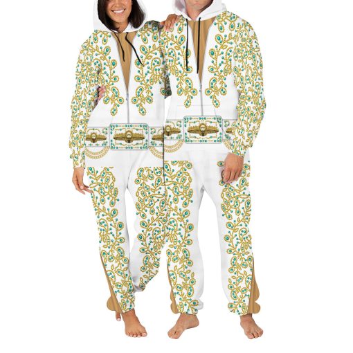 Elvis Spanish Flower - White With Green Stones jumpsuit Costume