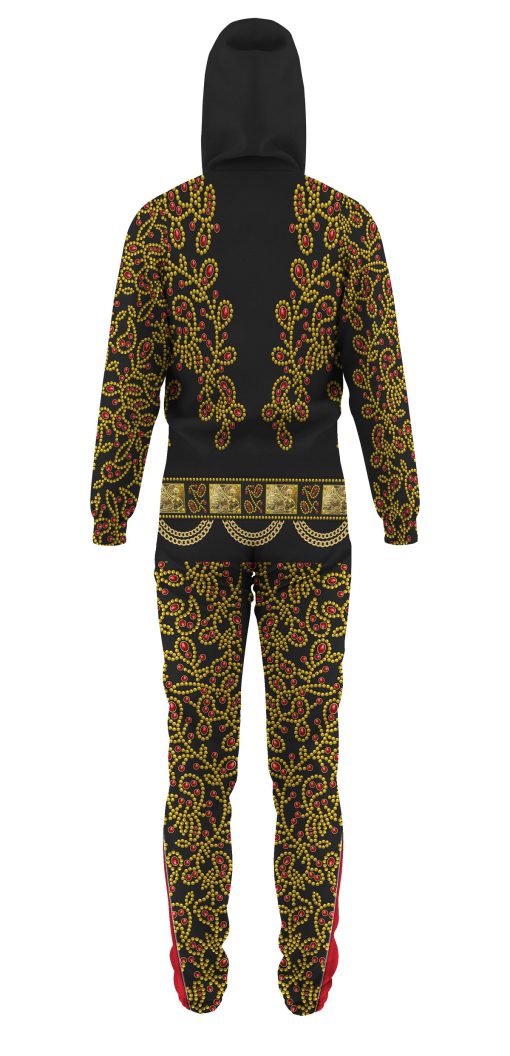 Elvis Spanish Flower - Black With Red Stones jumpsuit Costume