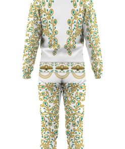 Elvis Spanish Flower - White With Green Stones jumpsuit Costume