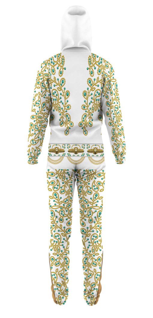 Elvis Spanish Flower - White With Green Stones jumpsuit Costume