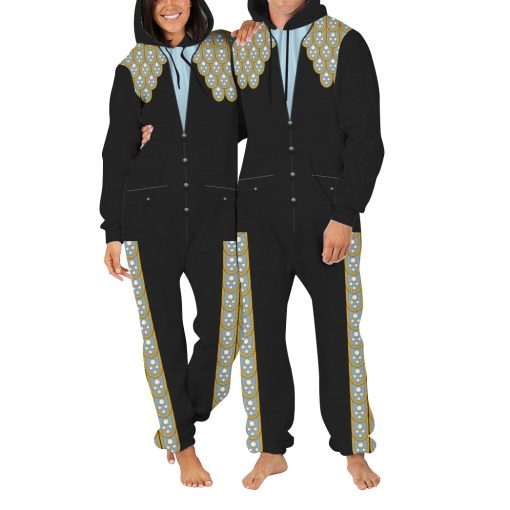 Elvis Armadillo suit in Blue on Black jumpsuit Costume