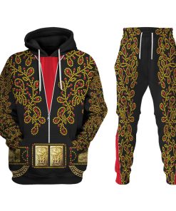 9Heritages Elvis Spanish Flower - Black With Red Stones Costume Hoodie Sweatshirt T-Shirt Sweatpants