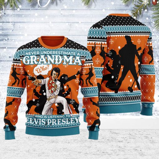 9Heritages Who is Listening to Elvis Christmas Ugly Sweater