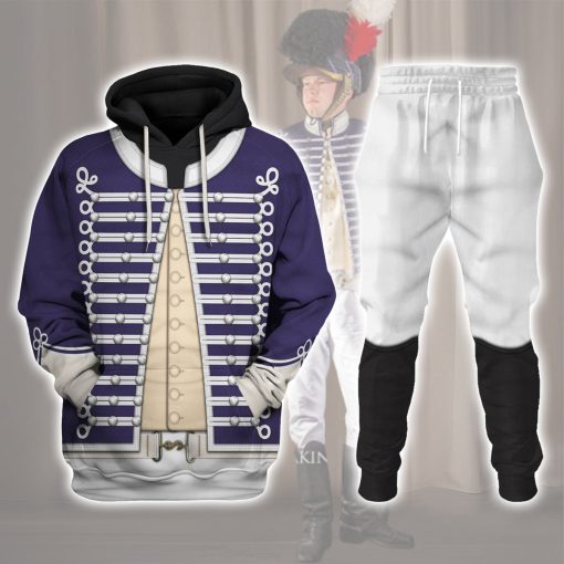 9Heritages British Light Dragoon-Officer (1796-1802) Uniform All Over Print Hoodie Sweatshirt T-Shirt Tracksuit