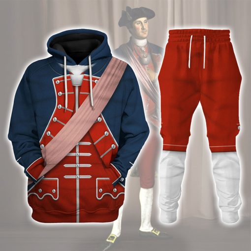 9Heritages George Washington In Uniform As Colonel Uniform All Over Print Hoodie Sweatshirt T-Shirt Tracksuit