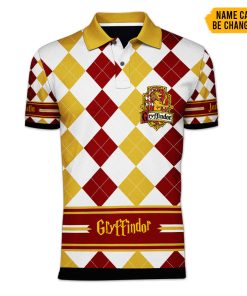 9Heritages 3D H.P Gryffindor Custom Name Polo Shirt
