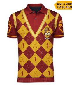 9Heritages 3D Golfaholic H.P House Gryffindor Custom Polo Shirt