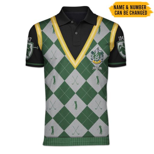 9Heritages 3D Golfaholic H.P House Slytherin Custom Polo Shirt