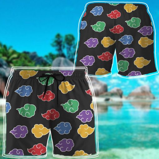 9Heritages 3D Anime Naruto Shippuden Akatsuki Colorful Pattern Shorts