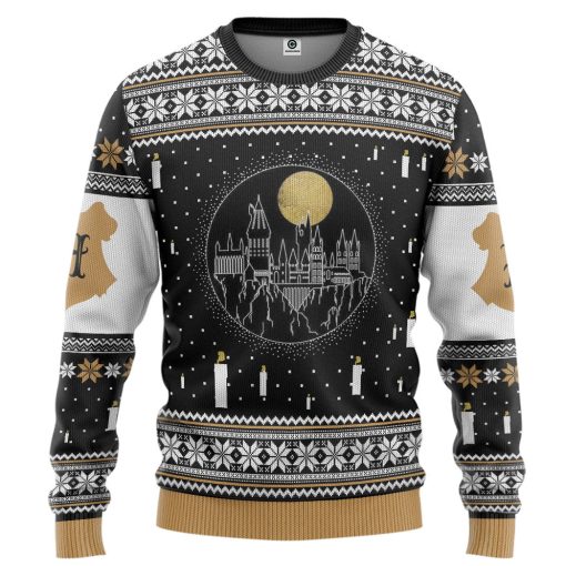 9Heritages 3D H.P Hogwarts Castle Candles Ugly Christmas Custom Ugly Sweater