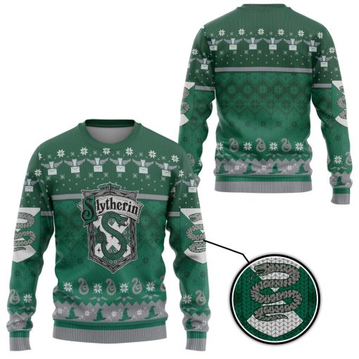 9Heritages 3D H.P Slytherin Ugly Christmas Ver 1 Custom Ugly Sweater