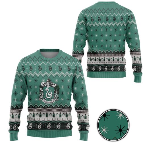 9Heritages 3D H.P Slytherin Holiday Ugly Christmas Custom Ugly Sweater