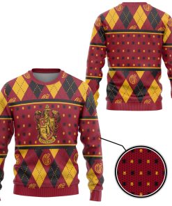 9Heritages 3D H.P Gryffindor Crest Holiday Ugly Christmas Custom Ugly Sweater