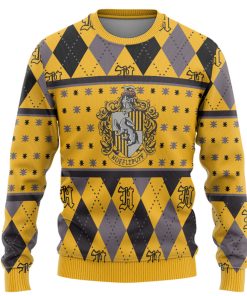 9Heritages 3D H.P Hufflepuff Crest Holiday Ugly Christmas Custom Ugly Sweater
