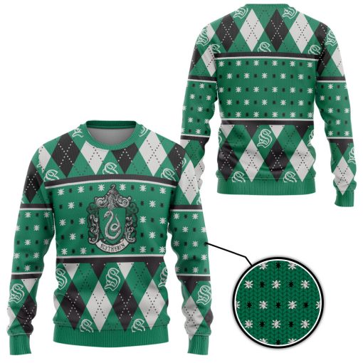 9Heritages 3D H.P Slytherin Crest Holiday Ugly Christmas Custom Ugly Sweater