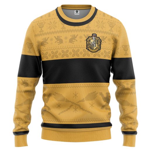 9Heritages 3D H.P Hufflepuff Ugly Christmas Edition Custom Ugly Sweater