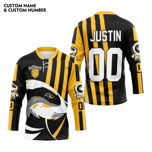 9Heritages 3D H.P Hufflepuff Badgers Quidditch Team Custom Name Custom Number Hockey Jersey