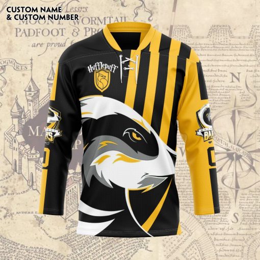 9Heritages 3D H.P Hufflepuff Badgers Quidditch Team Custom Name Custom Number Hockey Jersey