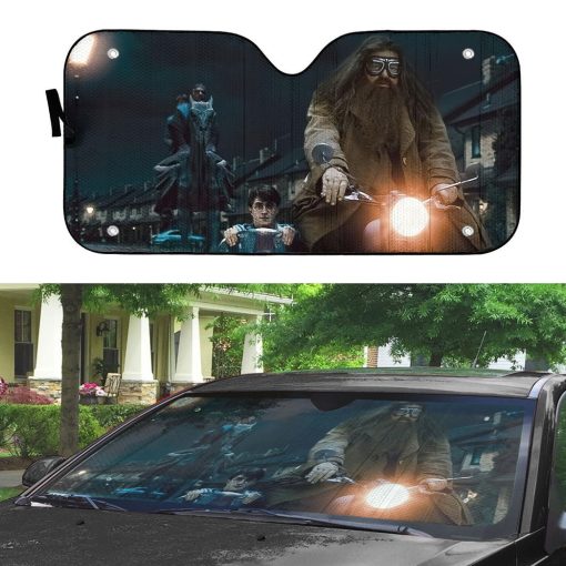 9Heritages 3D H.P Hagrid Driving Motorbike Custom Car Sunshade