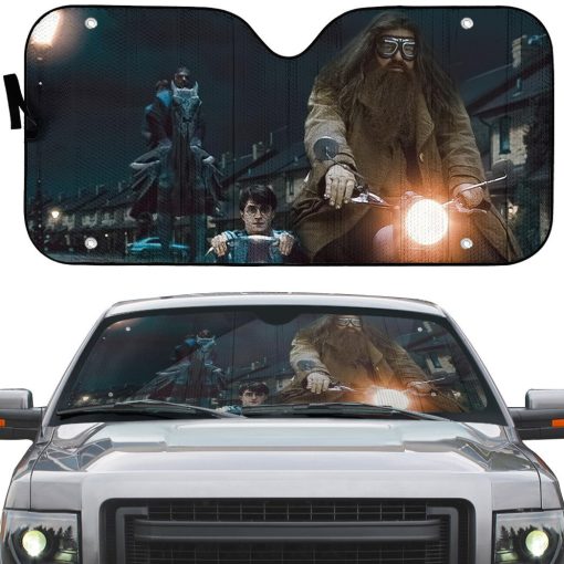 9Heritages 3D H.P Hagrid Driving Motorbike Custom Car Sunshade