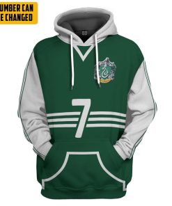 9Heritages 3D H.P Slytherin Quidditch Uniform Custom Number Hoodie Tshirt Apparel