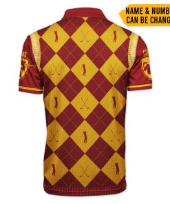 9Heritages 3D Golfaholic H.P House Gryffindor Custom Polo Shirt