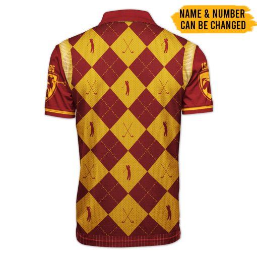 9Heritages 3D Golfaholic H.P House Gryffindor Custom Polo Shirt