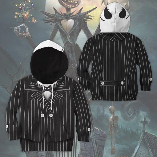 9Heritages 3D Jack Skellington Halloween Cosplay Custom Kid Hoodie Tshirt Apparel