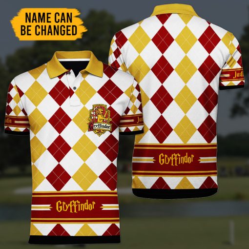 9Heritages 3D H.P Gryffindor Custom Name Polo Shirt