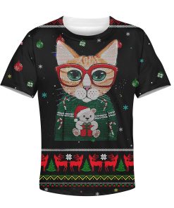 9Heritages CUTE CAT MERRY CHRISTMAS Kid Custom Hoodies T-shirt Apparel