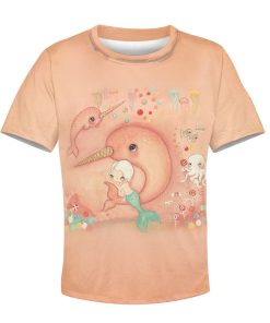 9Heritages CUTE mermaid with fish Kid Custom Hoodies T-shirt Apparel