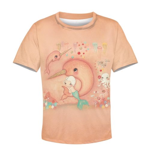 9Heritages CUTE mermaid with fish Kid Custom Hoodies T-shirt Apparel